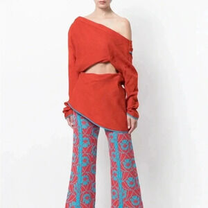 Richard Malone Draped Split One-Shoulder Hand Woven Virgin Wool Top Runway